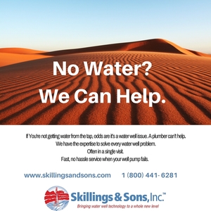Not getting water from the tap? Odds are it’s a water well issue. Not Water? We can help.